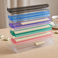 Supports de Mahjong Américains Modernes de Luxe Transparents et Scintillants |   Organisateur de carreaux 2-en-1 de 18,5 pouces : poussoir et support pour carreaux, idéal pour la maison et les voyages