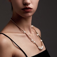 Bijoux en acier inoxydable plaqué or 18K, chaîne à billes en acier, Imitation perle, collier perlé, haute qualité, tendance, P213261