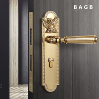 Serrure de porte magnétique style ange français, poignée de porte en bois moderne dorée brillante argentée pour chambre à coucher