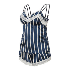 Fabricante de pijamas para mujer, venta al por mayor de camisolas de imitación de seda, holgadas, cómodas, con encaje, conjunto de dos piezas, lencería, bata. - Product Image 4