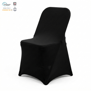 Housse de chaise extensible moderne noire de qualité commerciale en Spandex/Polyester, écologique, durable, pour hôtel, lavable - Product Image 1