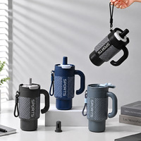Gobelet isotherme double paroi en acier inoxydable avec paille, grande capacité, sportif, élégant, tendance, pour camping et affaires