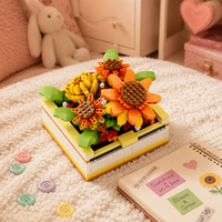 Jouet de construction de fleurs en micro-particules à assembler soi-même pour filles, ensemble de blocs de construction, boîte de rangement ouverte, décoration de la maison, cadeau