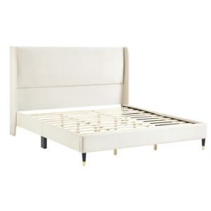 DB rozitta เตียงกำมะหยี่สีเบจขนาดคิงไซส์เฟอร์นิเจอร์ห้องนั่งเล่นหรูหรา - Product Image 6