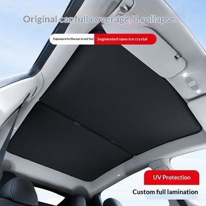 สำหรับเทสล่า รุ่น <span class=keywords><strong>3</strong></span>/Y ม่านบังแดดแบบพับเก็บได้ หลังคาซันรูฟแบบกันแสง อุปกรณ์ป้องกันความร้อน สไตล์แบบสแนปอิน <span class=keywords><strong>สี</strong></span>พื้น - Product Image 4