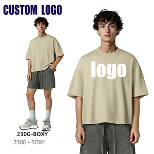 T-shirts en coton uni coupe ample, col rond, manches courtes, décontractés, personnalisables pour hommes, vente en gros OEM/ODM - Product Image 2