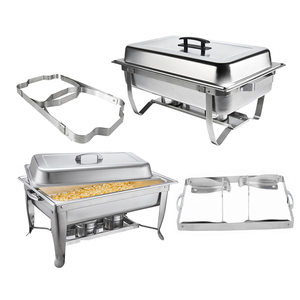 Proveedor de Artículos para Buffet, Juego de Calentadores de Comida para Buffet de Acero Inoxidable de 8 Cuartos, Plato para Calentar con Marco Plegable - Product Image 1