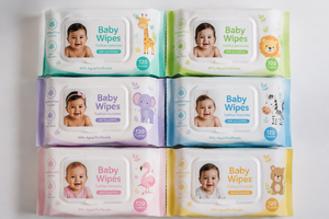 Lingettes pour bébé 120 lingettes en tissu non tissé hypoallergénique à l'eau pure pour peaux sensibles, parfum personnalisé - Product Image 2