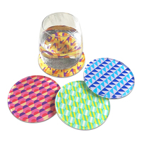 Ensemble de sous-verres personnalisés en gros, sous-verres ronds en acrylique antidérapants, sous-verres photo, tapis pour tasses, décoration de table de bar à café, ensemble cadeau