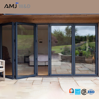 Portes pliantes standard américaines en verre trempé pour villa, portes pliantes en aluminium pour extérieur