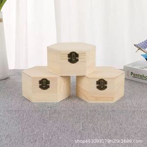 Caja de joyería hexagonal de madera maciza, organizador de almacenamiento de 10cm para sala de estar, diseño sencillo - Product Image 2