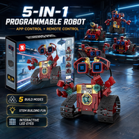 Robot de Juguete con Control Remoto 5 en 1 con Pantalla Digital y Virutas de Acero, Bloques de Construcción para Codificación, Juguete Educativo STEM para la Escuela