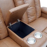 Geeksofa Ensemble de canapés inclinables classiques Manual Leather Fabric Love Seater Console Cup Holder Extensible Massage Wood for Living Room