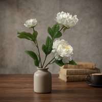Q-3364 3 Têtes de fleurs artificielles Hibiscus et Pivoine en soie pour arche de mariage, arrangement floral et décoration intérieure