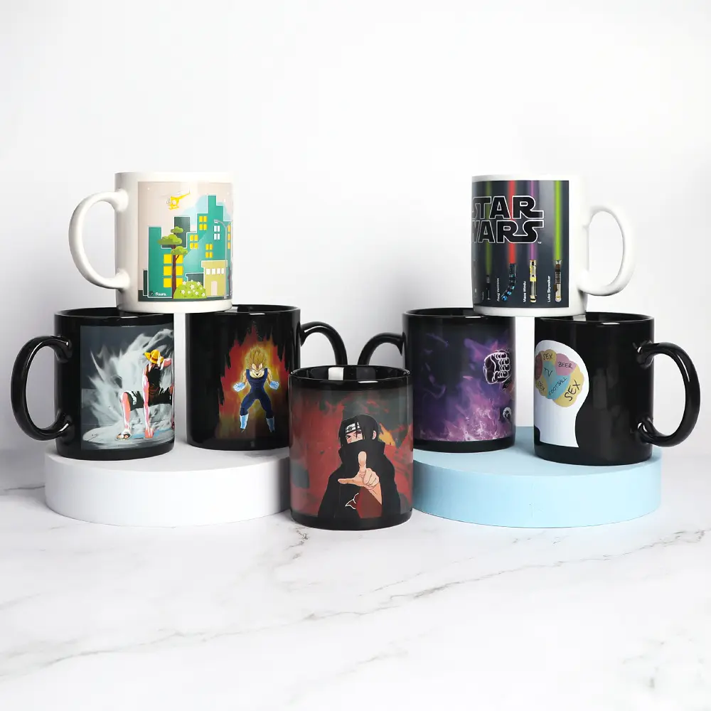 360ml Wärme übertragung Keramik Thermoskanne Sublimation becher Schwarz Blank Kaffee Reise farbe Ändern Magic Mug Cup