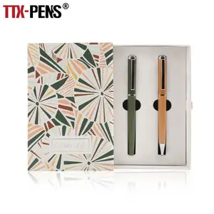 TTX 2 Pcs 1 Pair Thank You Luxury Stationery Premium Christmas Gift Box Ballpoint Rollerball Pens Set