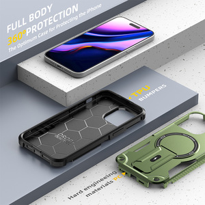 Cao bảo vệ điện thoại từ trường hợp đối với <span class=keywords><strong>iPhone</strong></span> 15 14 cộng với 11 12 13 Pro Max Hidden chủ Đứng Chống thả chống sốc PC <span class=keywords><strong>TPU</strong></span> Bìa - Product Image 3