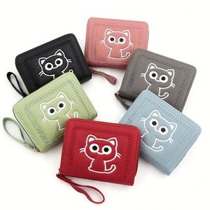 Embroidered Cute Cat Women Short Wallet with Zipper Coin Purse and Wristlet Card Holder for <b>Gifts</b> - Product Image 2