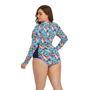 Venta al por mayor de impresión de una pieza Bikini de las mujeres de gran tamaño Sexy ahueca hacia fuera el bikini traje de baño de manga larga de talla <span class=keywords><strong>grande</strong></span> Sufing traje de baño - Product Image 3