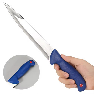 Coltello Messer <span class=keywords><strong>da</strong></span> Cucina Utility <span class=keywords><strong>da</strong></span> Macellaio per Sfilettare Pesce in Acciaio Inox Personalizzato con Manico Blu in PP - Vendita all'Ingrosso dalla Fabbrica - Product Image 5