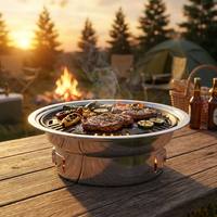 Plaque de barbecue ronde en acier antiadhésive avec revêtement Maifanite pour charbon de bois, idéale pour la maison et les restaurants