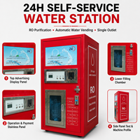 Distributeur automatique d'eau pure 24h/24, acceptant les pièces, les billets et les cartes IC