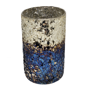 Nouveau Pot en Verre Mosaïque Cylindrique Haut de Gamme, Fait Main, Multi-Usages, Décoration d'Intérieur, Argent/Bleu Foncé, Vente Chaude - Product Image 1