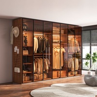 Coiffeuse de chambre en bois, armoire à 8 portes coulissantes en aluminium avec miroir, armoires et placards