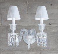 Applique murale LED de luxe à 2 lumières en verre européen et cristal K9, pour salon, éclairage décoratif, intensité réglable
