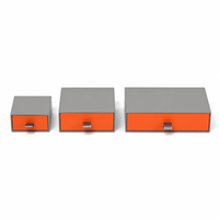 Boîte cadeau à tiroir coulissant en papier pour cosmétiques, vente en gros, gris mat extérieur, orange intérieur, avec ruban de traction, OEM ODM