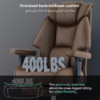 Chaise de bureau confortable et rembourrée en marron, capacité 400 lbs, pour PDG, bureau à domicile, grande taille, avec repose-pieds pour personnes corpulentes