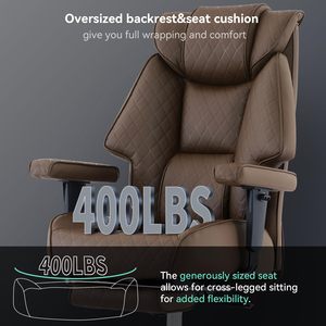 <span class=keywords><strong>Chaise</strong></span> <span class=keywords><strong>de</strong></span> <span class=keywords><strong>bureau</strong></span> confortable et rembourrée en marron, capacité 400 lbs, pour PDG, <span class=keywords><strong>bureau</strong></span> à domicile, grande taille, avec repose-pieds pour personnes corpulentes - Product Image 3