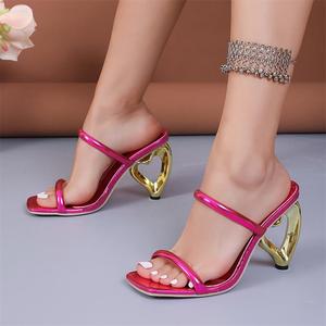 Wholesale Fashionable High <b>Heels</b> New Summer Gold Wholesale Plus-size Women' S Fashion Square Toe <b>Heels</b> - Product Image 6