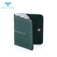 Dompet Kartu ID Kulit Asli Tipis Sederhana Lipat Dua Anti RFID Minimalis Wanita Harga Pabrik Custom