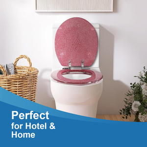 Ecologisch verantwoorde, op maat gemaakte, roze glitter, gegoten houten toiletbril, ronde toiletbrilhoes, vervanging voor meisjesbadkamer - Product Image 2