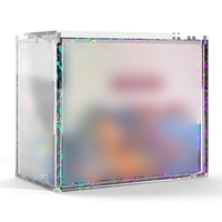 Boîte de présentation en acrylique holographique irisé épaisse avec protection UV pour collection de cartes à collectionner TCG brillantes