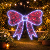 Décoration murale en forme d'arc en métal éclairé par LED, arc rouge et blanc de Noël, lumière, décoration intérieure/extérieure, fête de Noël