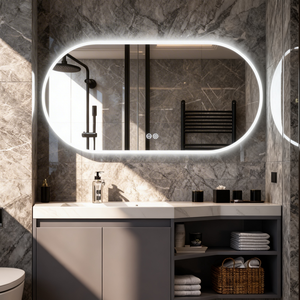 Miroir de salle de bain LED moderne avec éclairage <span class=keywords><strong>avant</strong></span> et arrière, miroir de vanité anti-buée à capteur tactile pour hôtels et maisons - Product Image 1