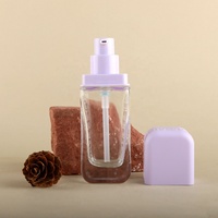 Botol kosmetik, 30ml 50ml kaca bening foundation kosong dengan tutup ungu