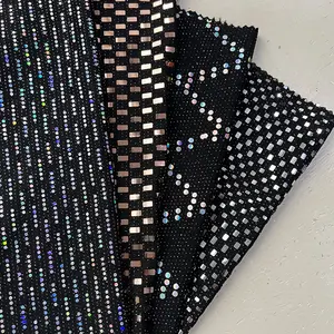 2023 nouveau polyester noir lurex feuille métallique dot spandex jersey tissu argent sequin métallique lurex tricot tissu pour robe de soirée