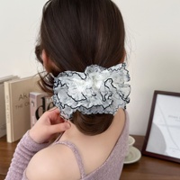 Vente chaude ligne ondulée dentelle garniture chouchous plusieurs couches impression fleur queue de cheval cheveux accessoires pour les femmes en gros