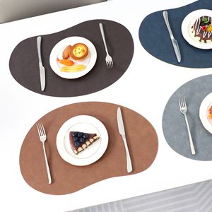 Set de table Shoho en cuir PU en forme de mangue, couleur unie, isolant thermique, imperméable et résistant à l'huile, style occidental - Product Image 1
