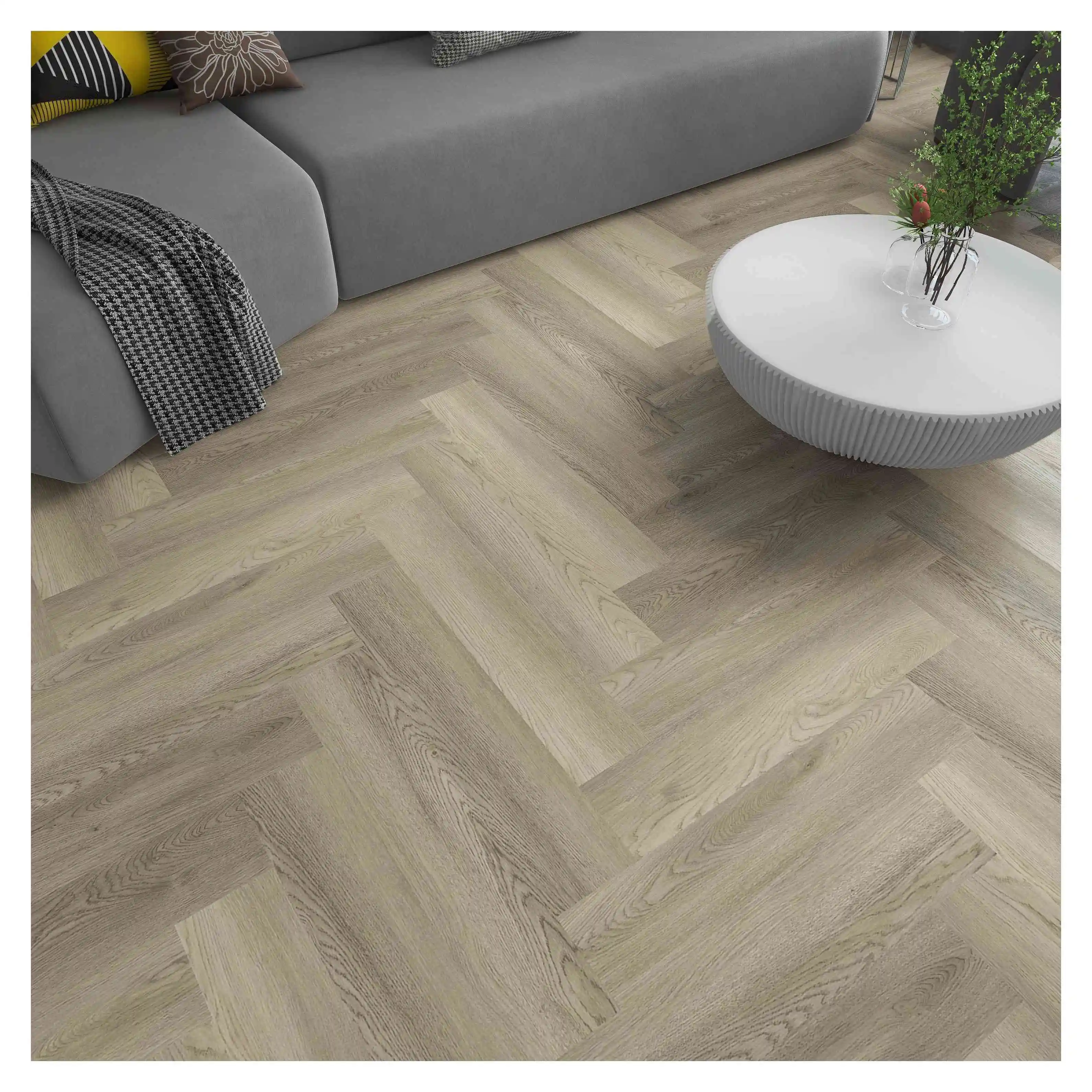 Taille personnalisée Lvt Pvc Vinyl Click Plank SPC Flooring With Floor Score CE High Quality Herringbone 5mm Grey