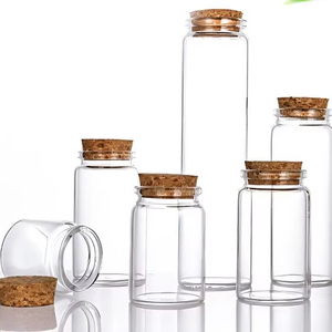 Mini flacons <span class=keywords><strong>en</strong></span> verre transparent à fond plat de 60 ml avec <span class=keywords><strong>bouchon</strong></span> <span class=keywords><strong>en</strong></span> <span class=keywords><strong>liège</strong></span> pour cadeaux de mariage, <span class=keywords><strong>diamètre</strong></span> 30 mm - Product Image 1