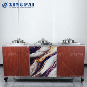 XINGPAI Commercial Catering Equipment Modern Rectangle <strong>Buffet</strong> Station Luxury High Quality Sapele Wood <strong>Buffet</strong> <strong>Table</strong> - Product Image 1