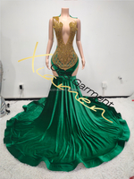 Ocstrade Vestido De Baile De Mulheres Robe De Soirée Robe De Bal Brodé Or Applique Strass Prom Longues Robes Couleur Verte