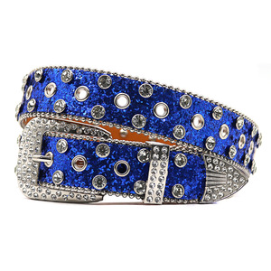 Thời Trang Sang Trọng Nhà Máy Tùy Chỉnh Người Đàn Ông Của Phương Tây Pha Lê Studded PU Phụ Nữ Da Rhinestone Thắt Lưng Với Hợp Kim Khóa - Product Image 4