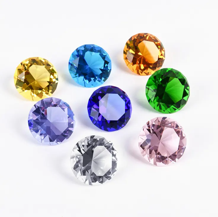 Colorful grande 80 millimetri diamante fermacarte di cristallo