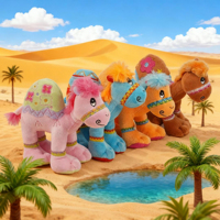 Peluche personnalisée en gros unisexe, chameau brodé en tissu super doux avec doublure en maille, anti-stress, rembourrée en coton PP et polyester