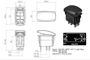 Interrupteur à bascule étanche 12V 20A 5 broches Barre Zombie Bleu LED Lumière Poussoir Bascule ON-OFF Interrupteur pour voiture Bateau Camion VR Universel - Product Image 4